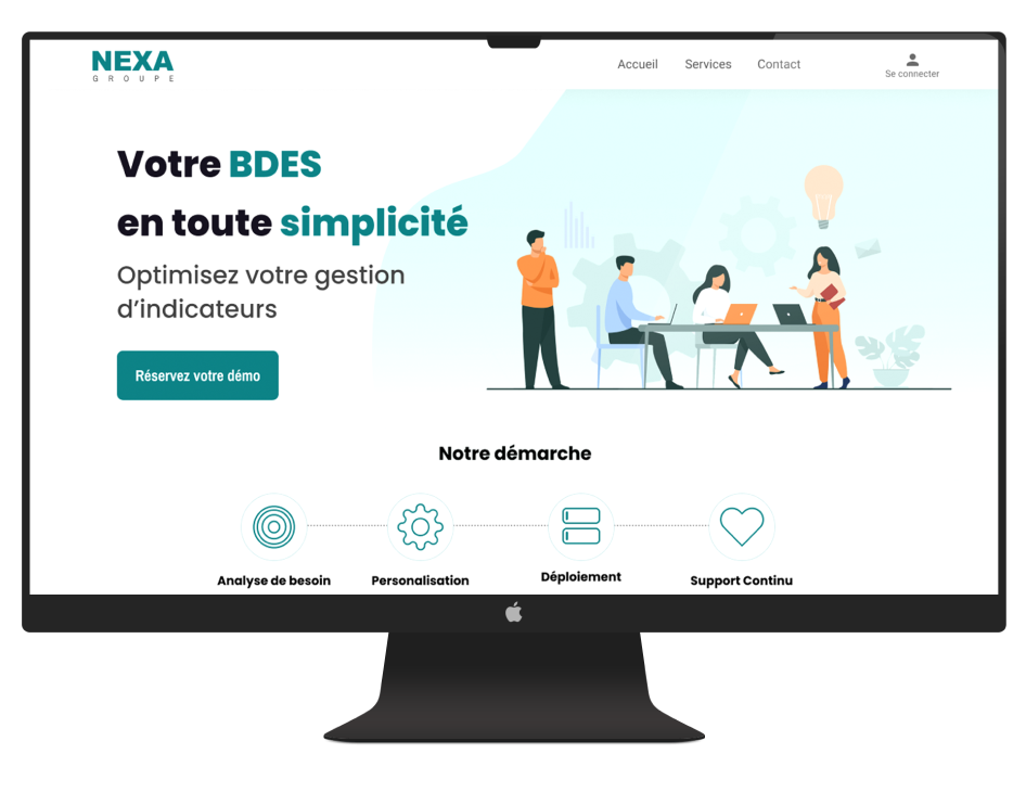 Ordinateur présentant la section commerciale du site